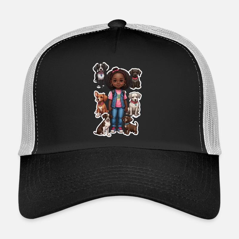 Fille avec motif de groupe de chiens Casquette trucker 
