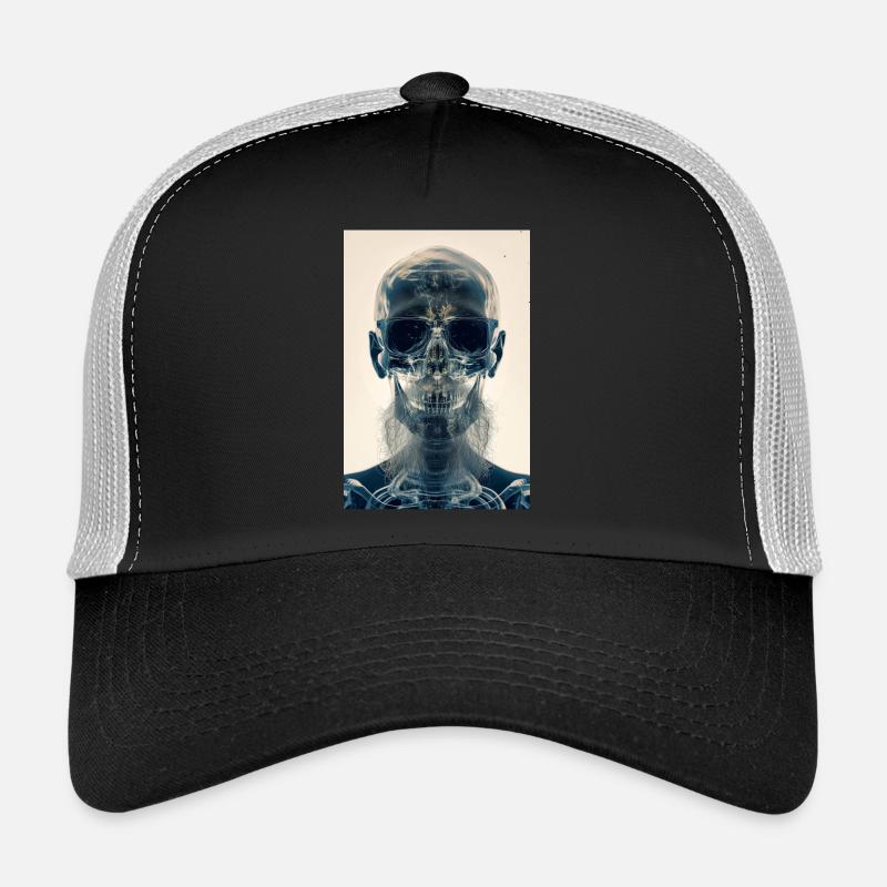 Röntgen Hipster Schädel - Trucker Cap - Schwarz/Steingrau