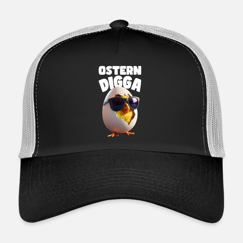 Witziges Ostern Digga Design mit Küken und Ei Trucker Cap