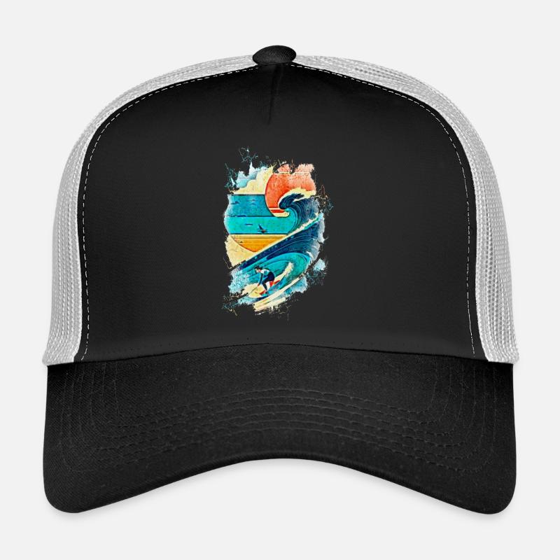 Illustration surfeur sur la vague - Fun Surf Casquette trucker 