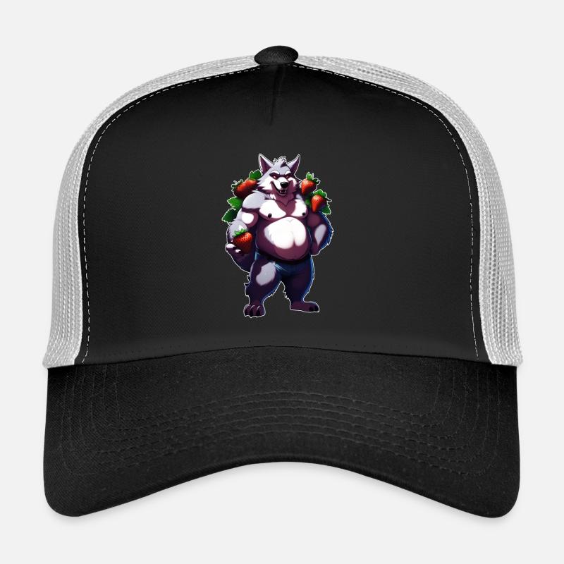 Wolf Erdbeere 1 - Trucker Cap - Schwarz/Steingrau