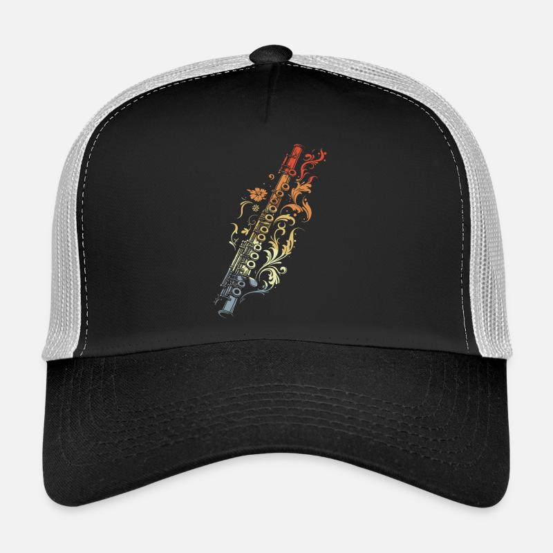 Flöte Grafik Retro Stil - Trucker Cap - Schwarz/Steingrau