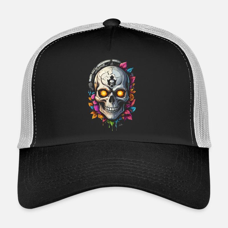 Crâne fleurs Casquette trucker 