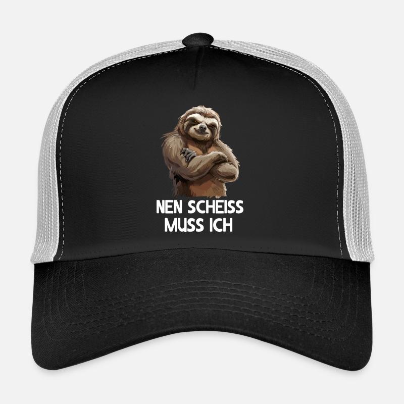 Faultier Sloth Wildnis Nen scheiss muss ich - Trucker Cap - Schwarz/Steingrau