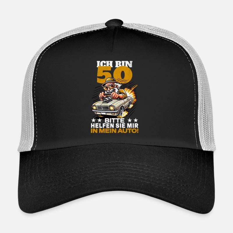 ICH BIN 50 BITTE HELFEN SIE MIR IN MEIN AUTO - Trucker Cap - Schwarz/Steingrau