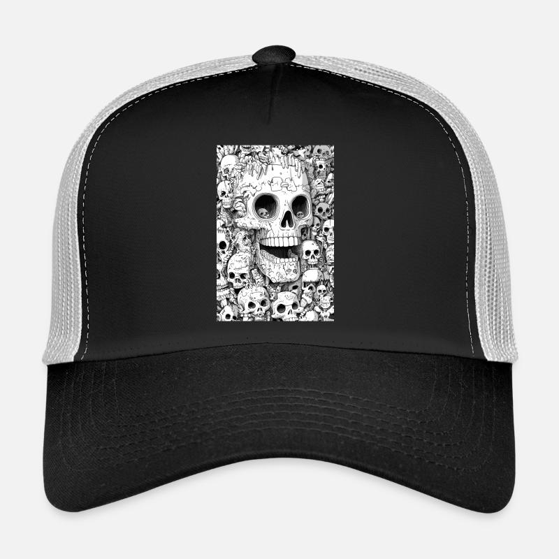 Skeletthülle im Schwarzweiß Trucker Cap