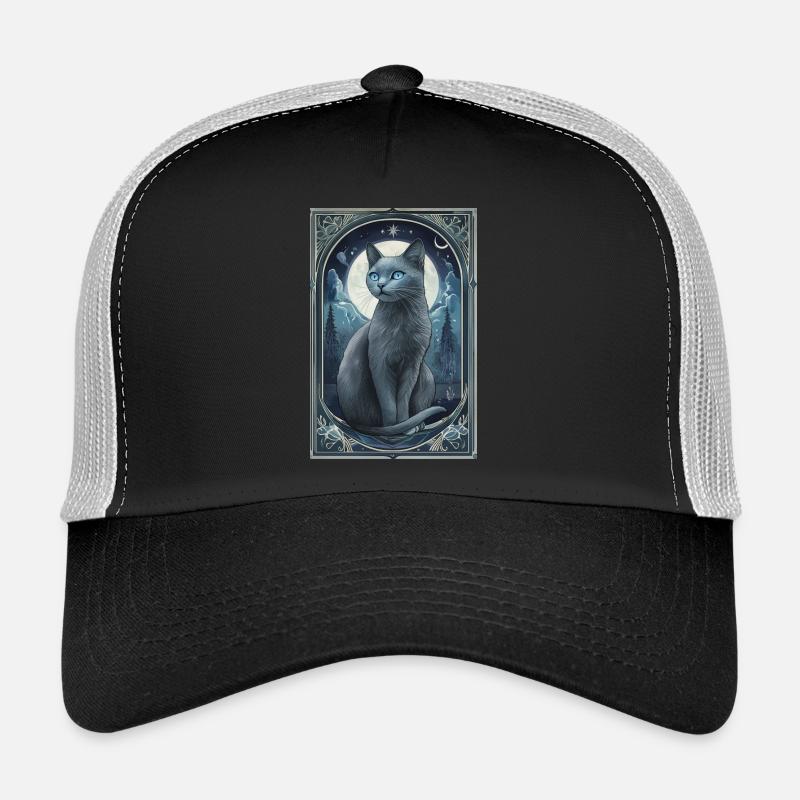 bluestar Blaustern graue Katze Mond Nacht - Trucker Cap - Schwarz/Steingrau
