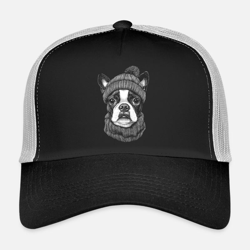 Boston Terrier Bobble Hat Chien Chien Casquette trucker 