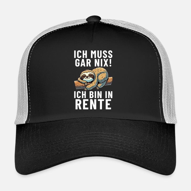 Ich muss gar nix! ich bin in Rente Faultier - Trucker Cap - Schwarz/Steingrau