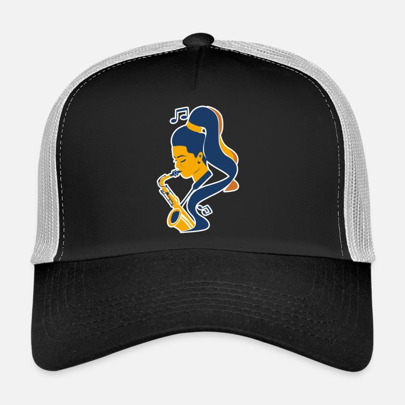 Saxophone Player Comic Look Trucker Cap