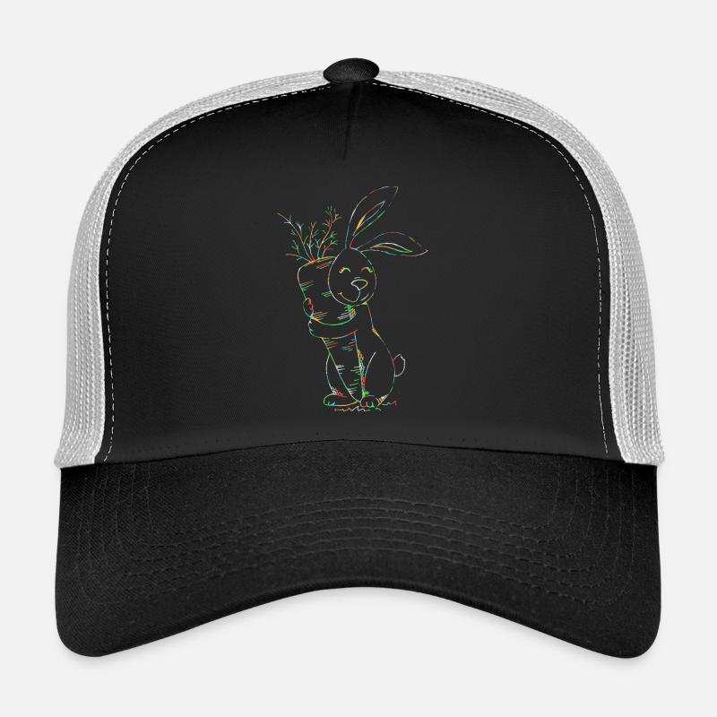 Bunter Neonhase mit Karotten Trucker Cap