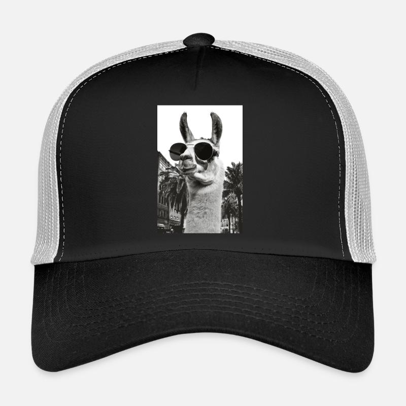 Llama Palm Trees Sunglasses Tranquil Humor Trucker Cap