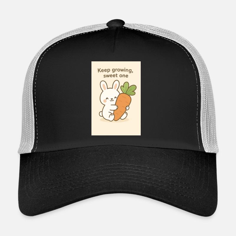 Kawaii Bunny Hugging Giant Carrot - Trucker Cap - black/stone grey