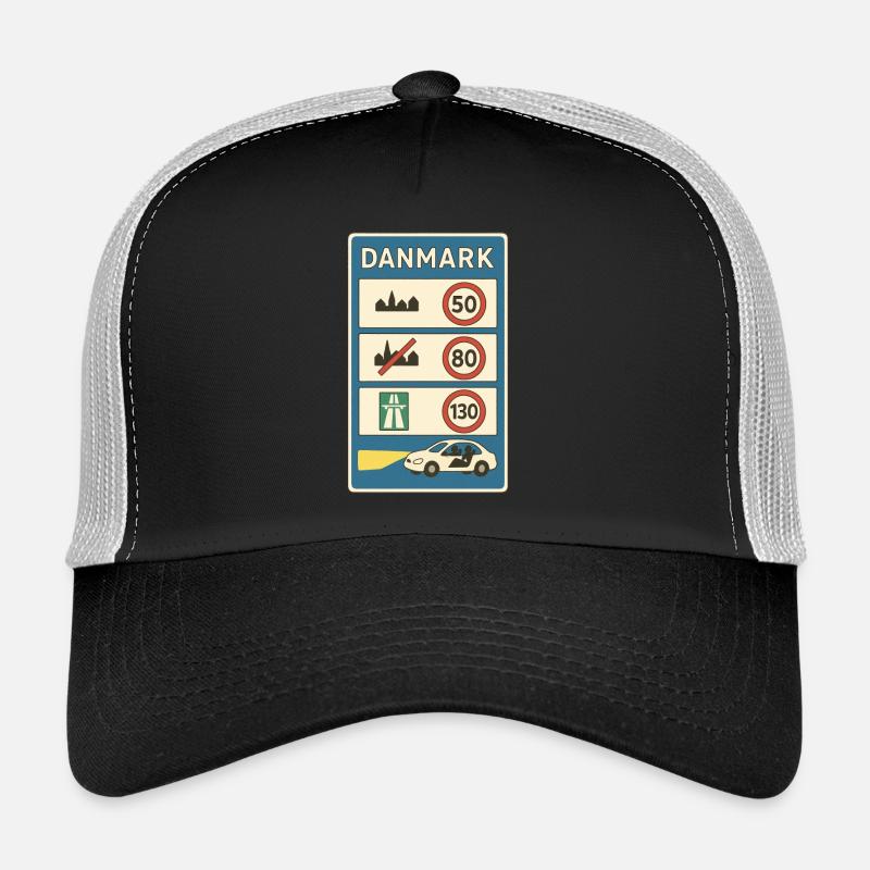 Dänemark Schild Verkehrsregeln Grenze - Trucker Cap - Schwarz/Steingrau