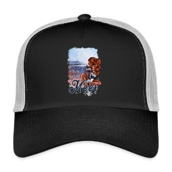Ich will Meer – maritimes Mädchen Design - Trucker Cap - Schwarz/Steingrau - Vorne