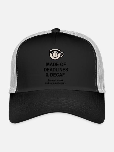 Deadlines and Decaf - Trucker Cap - black/stone grey - Front