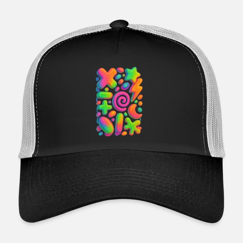 Neon Fusion – 3D Formenchaos in grellen Farben Trucker Cap