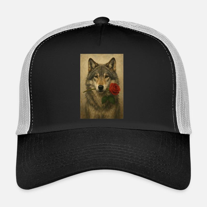 Wolf mit Blume Trucker Cap