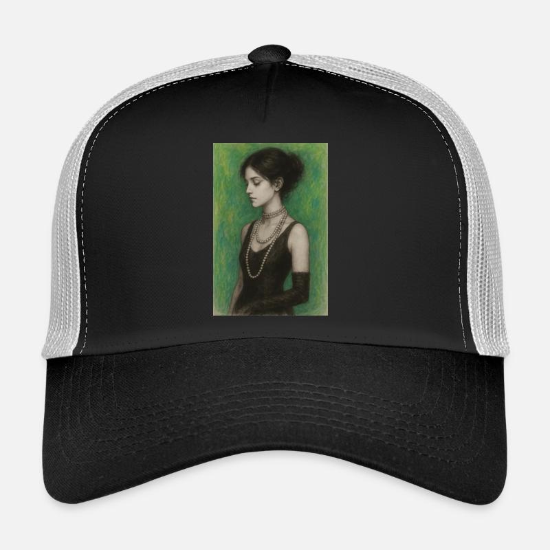 Frau Halskette Perlen Grün Elegant Omikly Pop Art - Trucker Cap - Schwarz/Steingrau