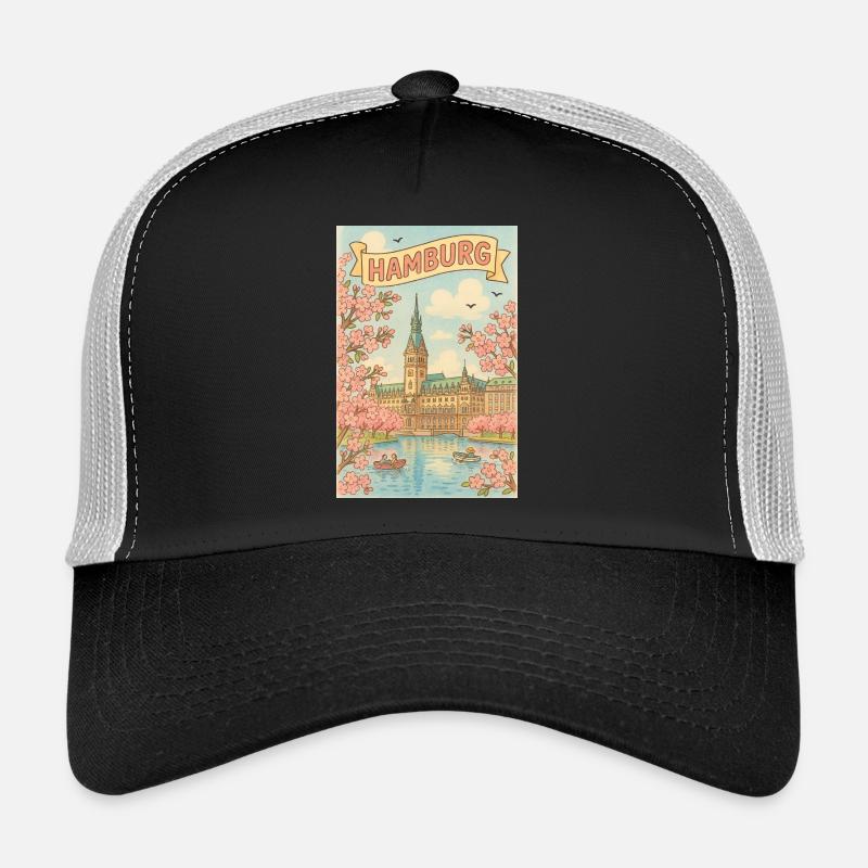 Spring in Hamburg with cherry blossoms Trucker Cap
