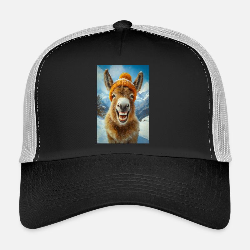 Lächelnder Esel mit Wintermütze Trucker Cap