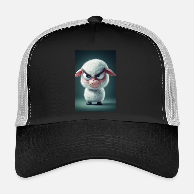 Grumpy Cartoon Sheep Mood Trucker Cap