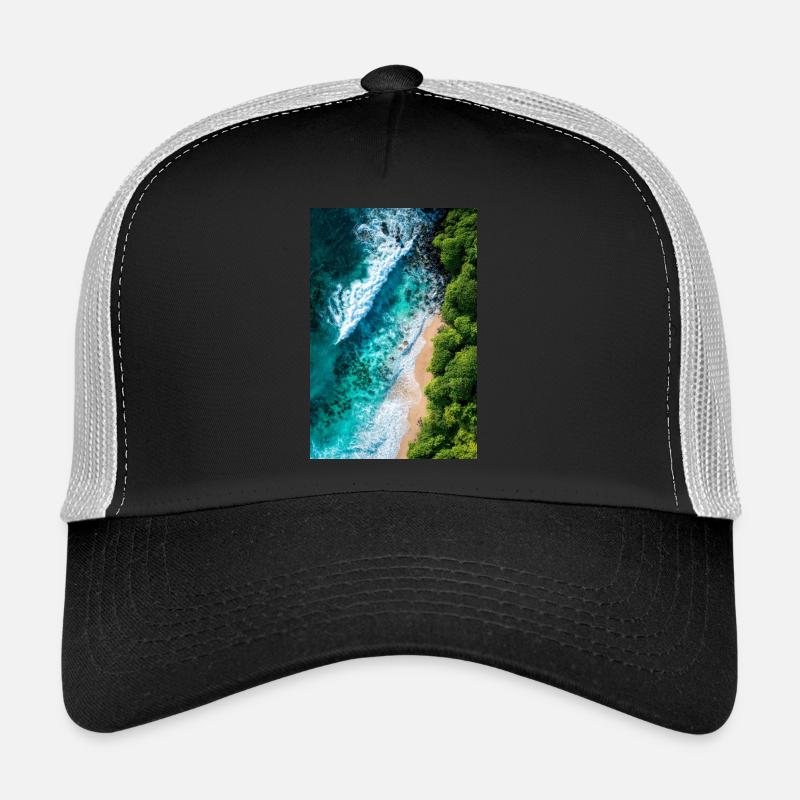 Rivage tropical vu d’en haut Casquette trucker 