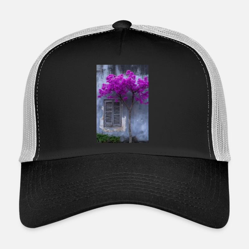 Vibrant Blossom Against Rustic Wall - Trucker Cap - black/stone grey