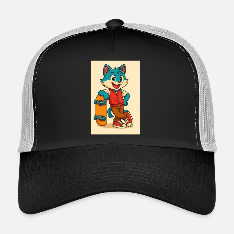 Scooter Fox mit Skateboard Trucker Cap