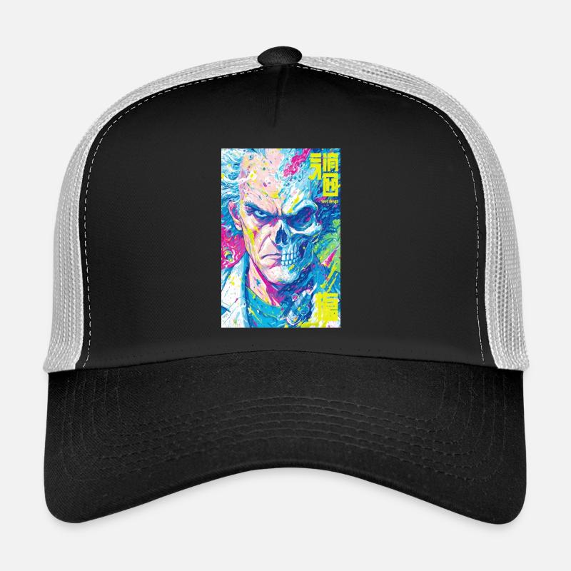 Halb Mensch, halb Schädel Pop Art Trucker Cap