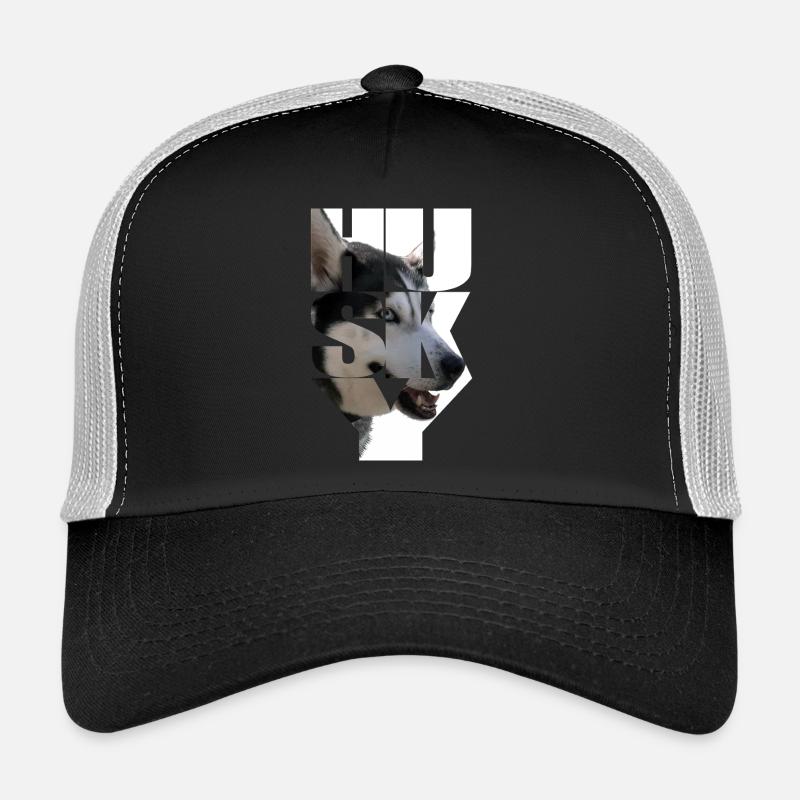 Lively husky design with head and text Trucker Cap