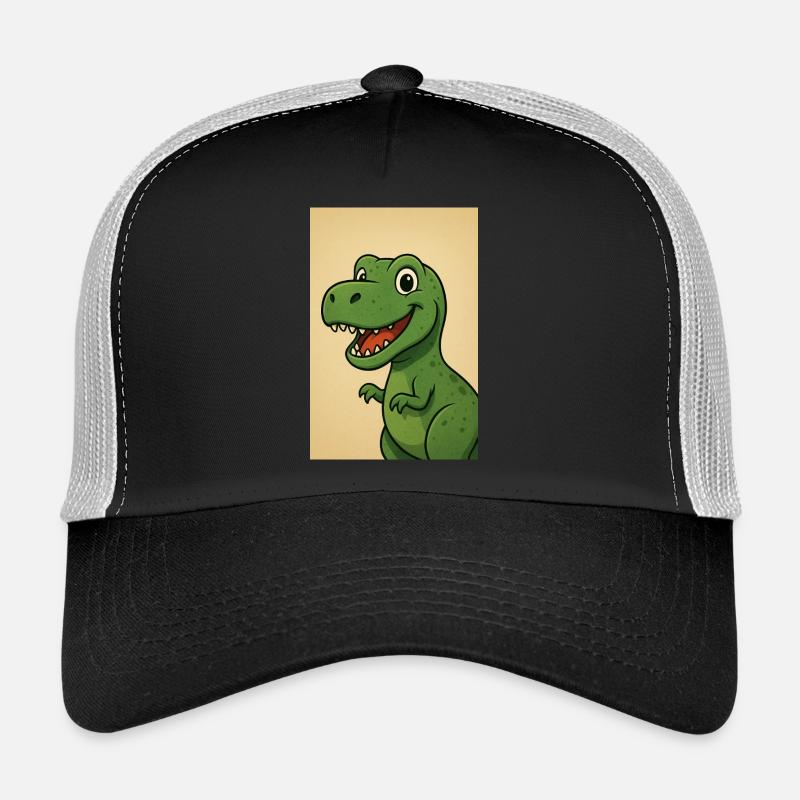 Verspieltes Dinosaurier-Karikaturdesign - Trucker Cap - Schwarz/Steingrau