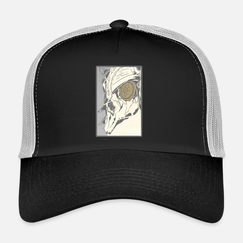 Crâne steampunk avec œil d’horloge Casquette trucker 