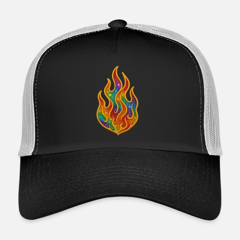 Rainbow Fire Patch Trucker Cap