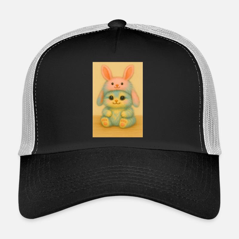 Duo de lapin en peluche pastel Casquette trucker 