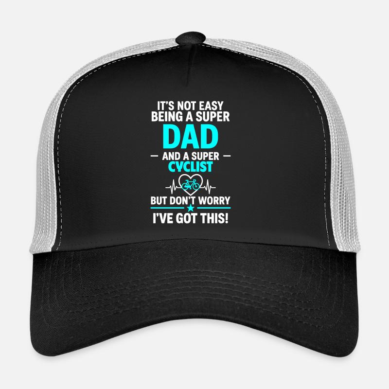 Herz + Radfahren – Super Papa Radfahrer - Trucker Cap - Schwarz/Steingrau