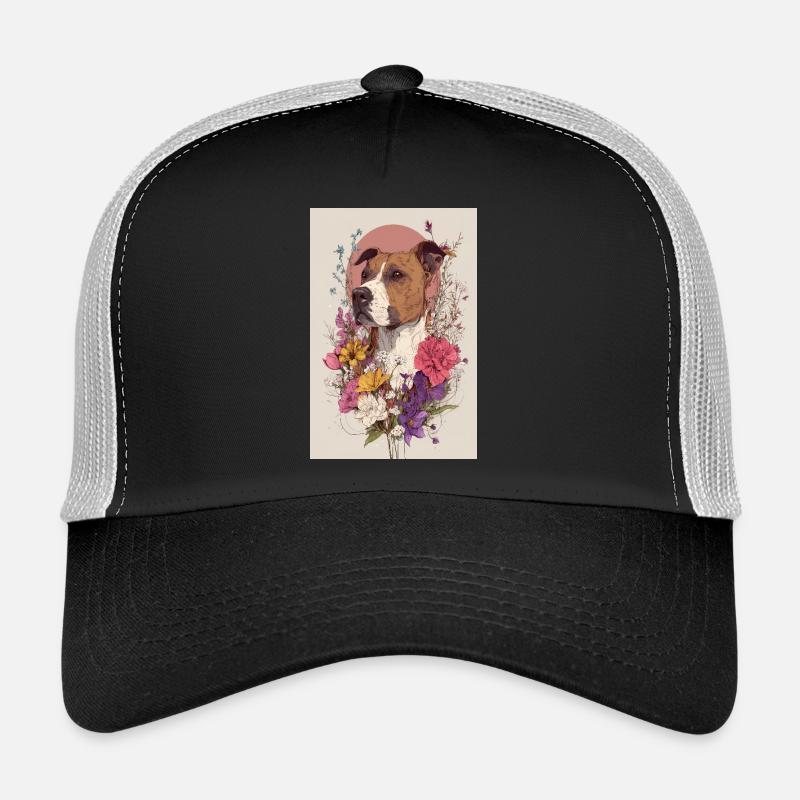 Chien floral en fleurs Casquette trucker 