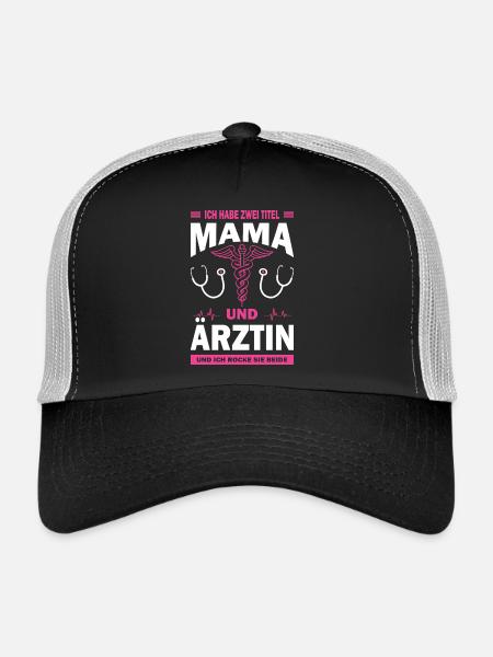 Maman et médecin - Casquette trucker  - noir/gris pierre - Devant
