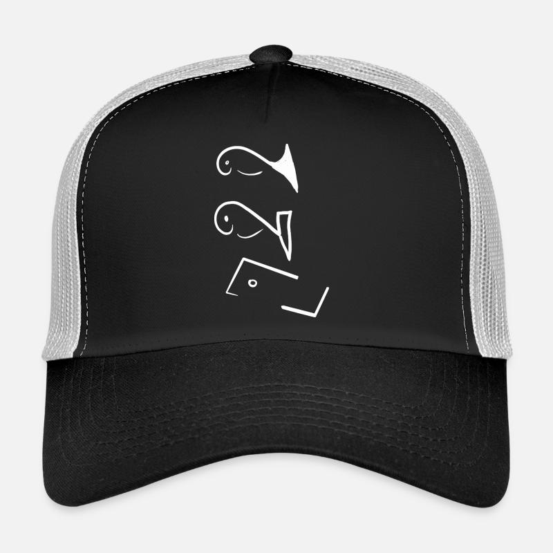 Minimalist Fish Line Art - Trucker Cap - black/stone grey