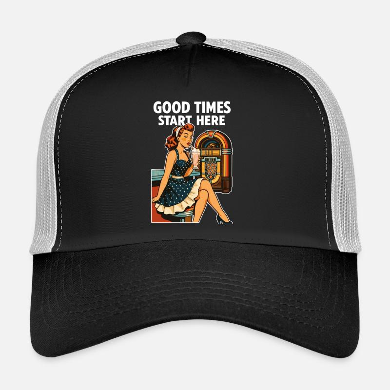 Rockabilly 50s Diner Milkshake Jukebox Retro Trucker Cap