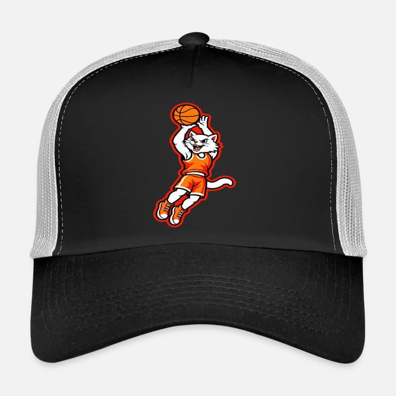 Fierce Cat Basketball Dunk Mascot Trucker Cap