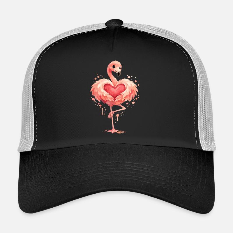 Flamant rose au cœur | Cadeau rose d’animal mignon Casquette trucker 