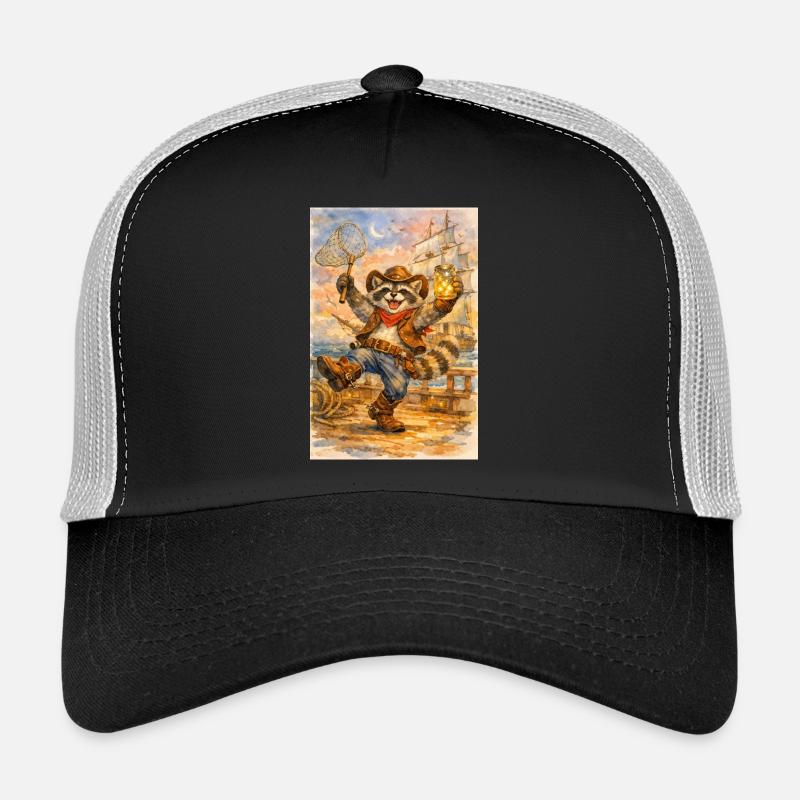 Raccoon cowboy with firefly jar Trucker Cap