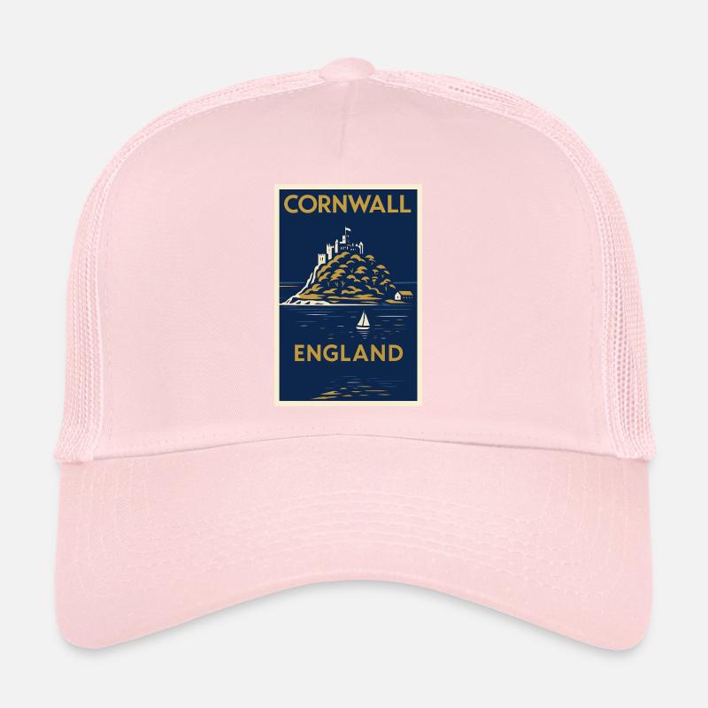 Cornwall, Angleterre – Affiche de voyage Art déco Casquette trucker 