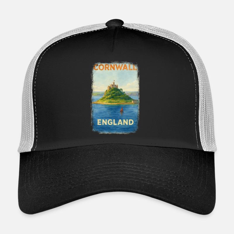 Cornwall England – Aquarell Reiseposter - Trucker Cap - Schwarz/Steingrau