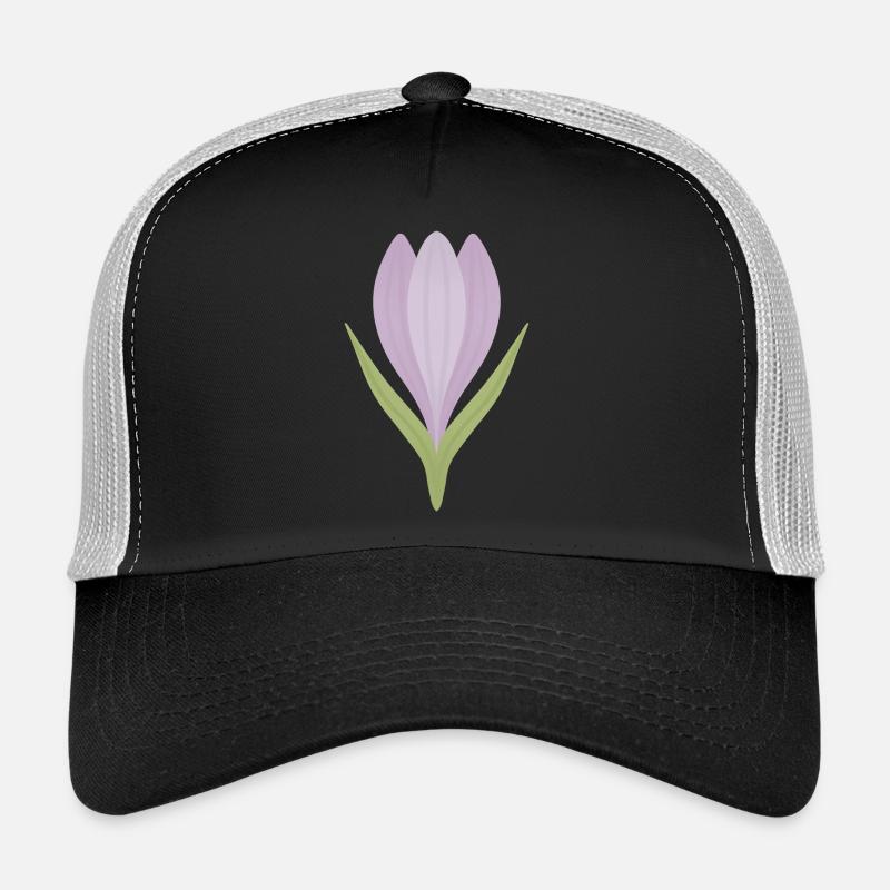 Lilac Crocus Bloom Illustration Trucker Cap