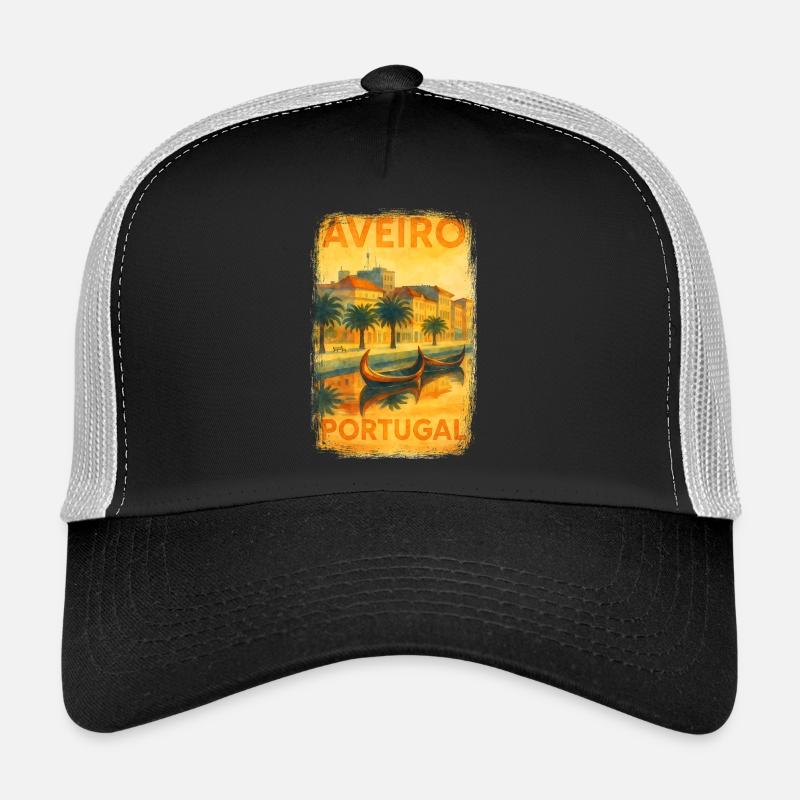 Aveiro, Portugal – Affiche aquarelle Moliceiros Casquette trucker 
