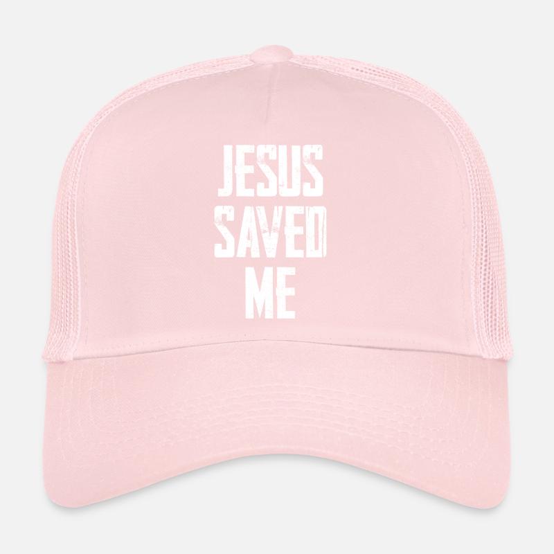 Jesus Saved Me Distressed Text Trucker Cap