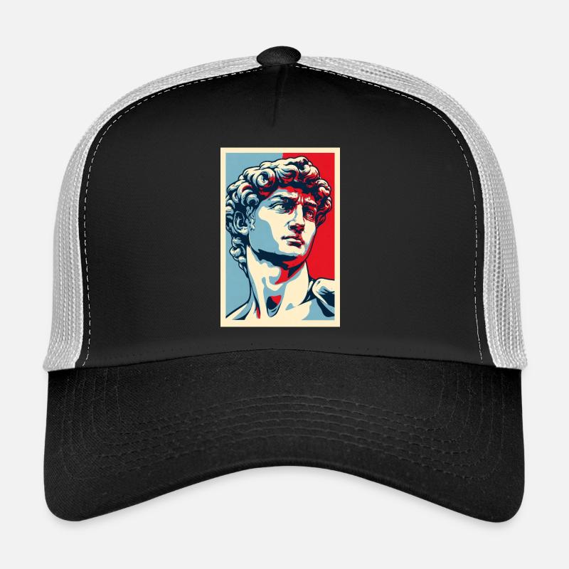 David Michelangelo in Pop Art: Blau-Rot-Porträt Trucker Cap