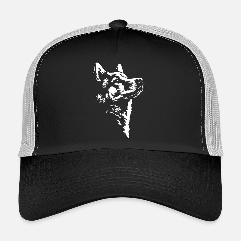 Chien en silhouette de Spitz finlandais Wilsigns Casquette trucker 